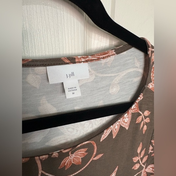 J.Jill 3/4 Sleeve Stretch Knit Dress in Brown & Pink Floral | Size Medium - Picture 5 of 12